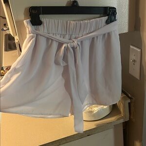 Women's White Tie-Front Shorts
